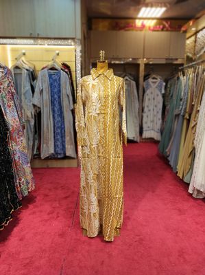 S/M Singapore  Printed Cotton Dress 57&quot; Long Jalabiya