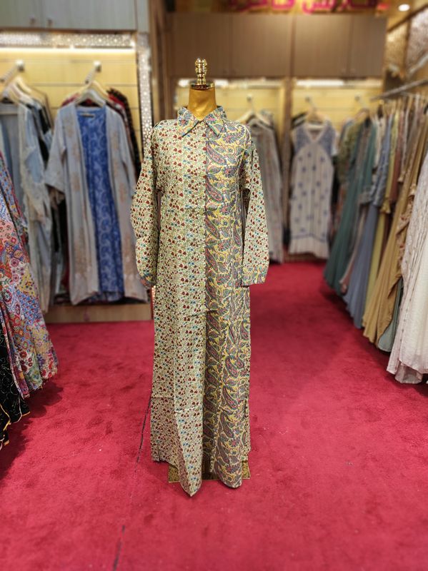 S/M Singapore  Printed Cotton Dress 57&quot; Long Jalabiya