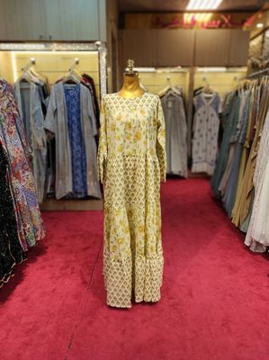 S/M Moon Printed Cotton Dress 57&quot; Long Jalabiya