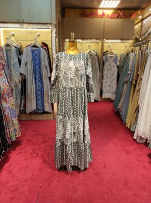 S/M Moon Printed Cotton Dress 57&quot; Long Jalabiya