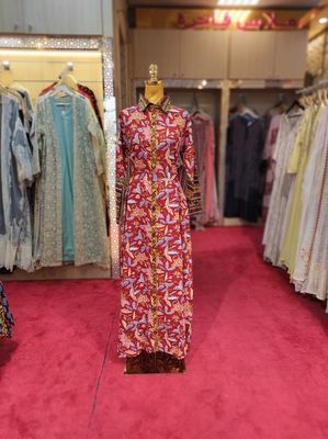 S/M Tansy Printed Cotton Jalabiya Dress 57&quot; Long