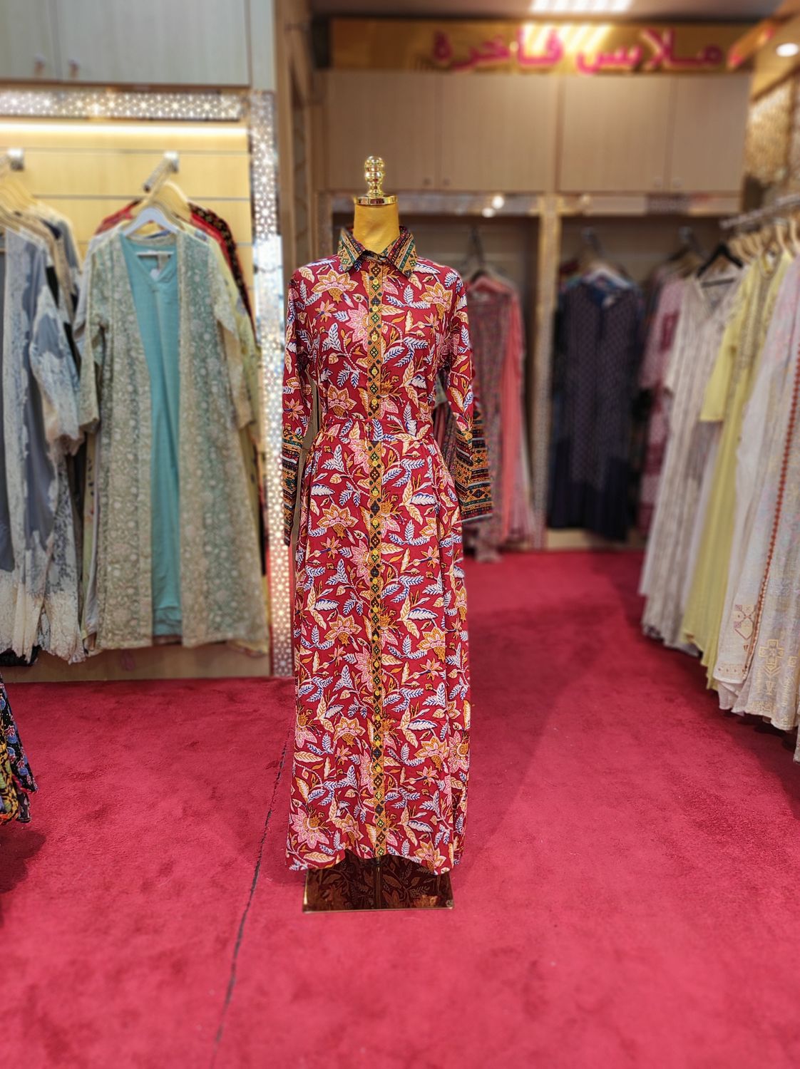 S/M Tansy Printed Cotton Jalabiya Dress 57&quot; Long