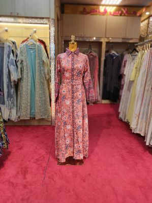 S/M Tansy Printed Cotton Jalabiya Dress 57&quot; Long