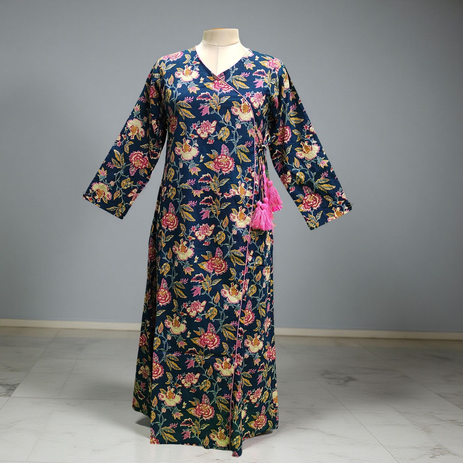 XS/S Qifa Printed Cotton Dress 54&quot; Long Jalabiyas