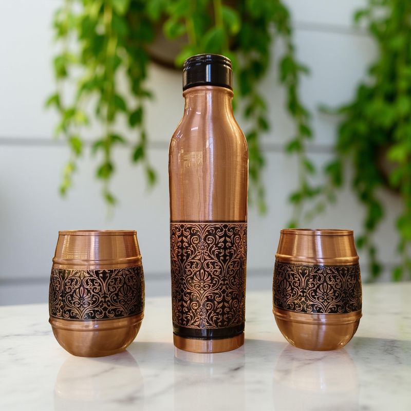 Luxury Rugby Half 2 Glasses of Water And 1 Brass Bottle 15