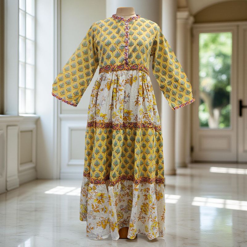 S-M Sydney Printed Cotton Dress 57&quot; Long Jalabiya