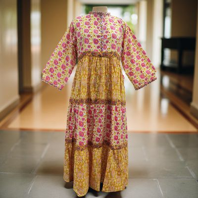 S-M Sydney Printed Cotton Dress 57&quot; Long Jalabiya