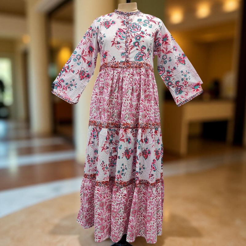S-M Sydney Printed Cotton Dress 57&quot; Long Jalabiya