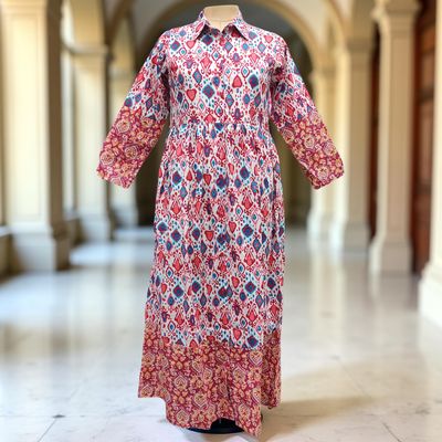 XS-S Ana Printed Cotton Dress 54&quot; Long Jalabiya