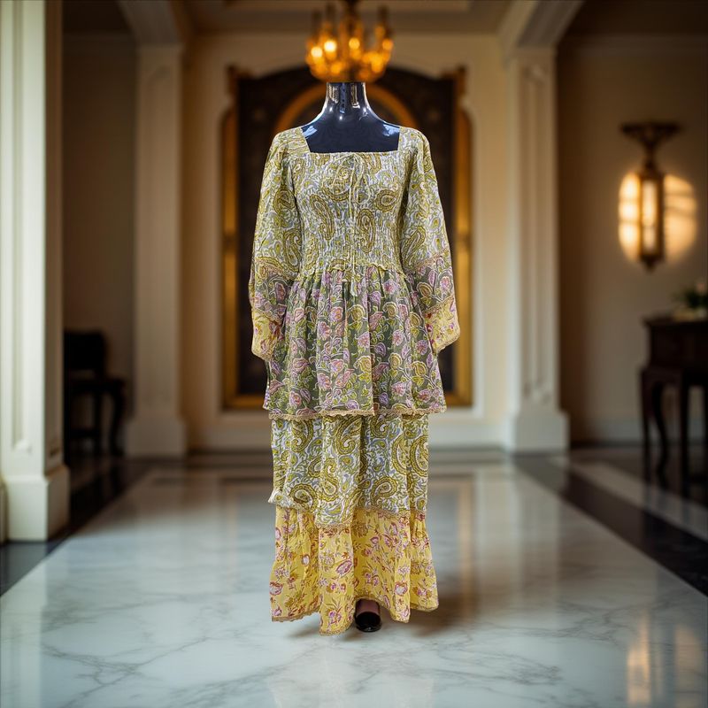 10-11 Year Rahima Printed Cotton Dress 46&quot; Long Jalabiya