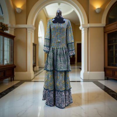 S/M Rahima Printed Cotton Dress 57&quot; Long Jalabiya