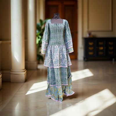 S/M Rahima Printed Cotton Dress 57&quot; Long Jalabiya