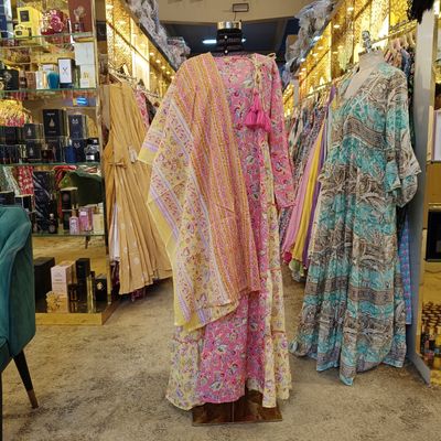 S-M Cindrella With Sheila Printed Cotton Dress 57&quot; Long Jalabiya