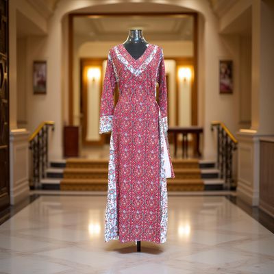 L-XL Noor Printed Cotton Dress 57&quot; Long Jalabiya