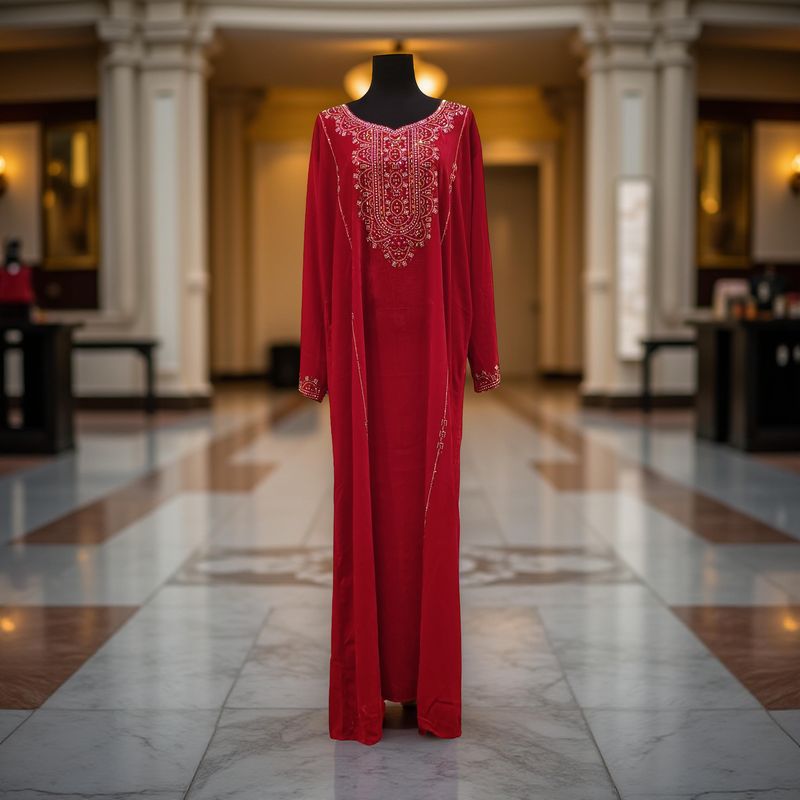 2XL/3XL Velvet Mukhawar Dress 57&quot; Long Jalabiya