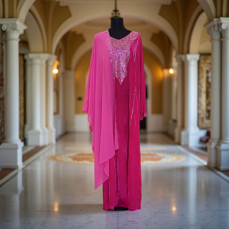 2XL/3XL Velvet Mukhawar Dress 57&quot; Long Jalabiya With Sheila