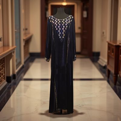S-M Velvet Mukhawar Dress 57&quot; Long Jalabiya