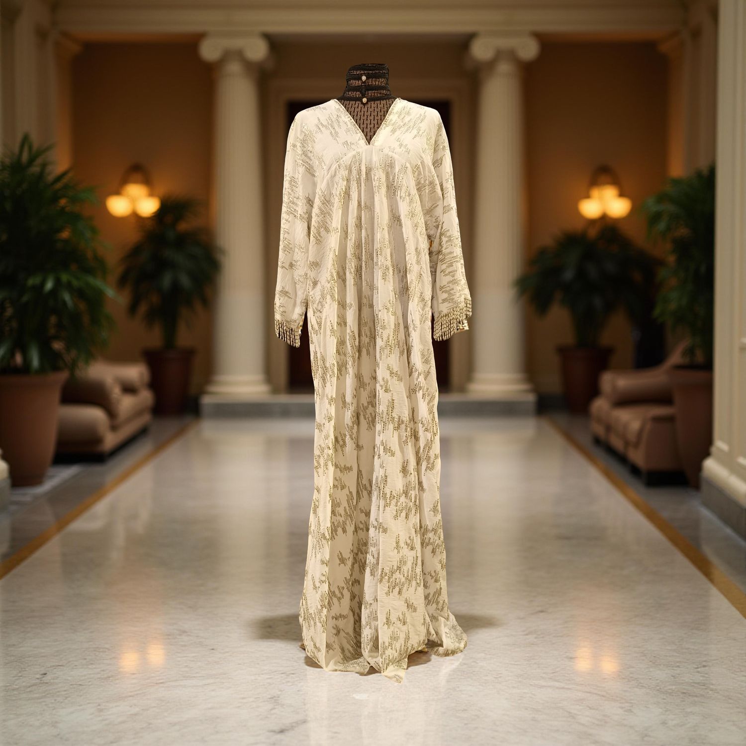 2XL-3XL Linen Special Embroidery Dress Length 60&quot;