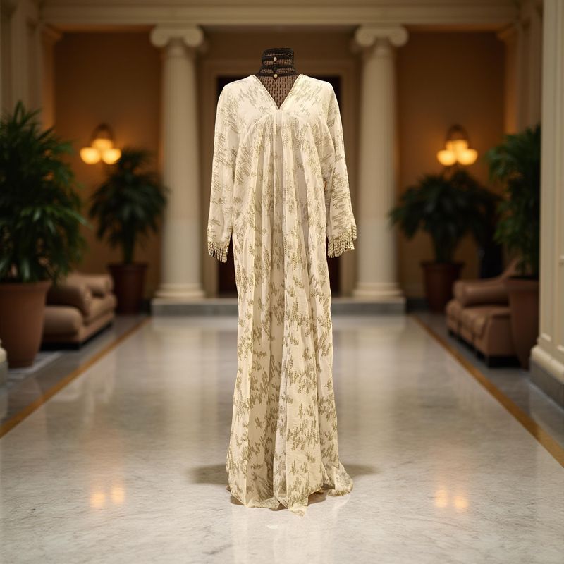 2XL-3XL Linen Special Embroidery Dress Length 60&quot;