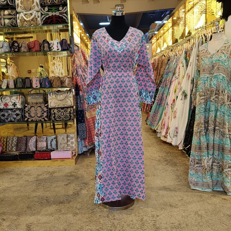 2XL-3XL Noor Printed Cotton Dress 57&quot; Long Jalabiya