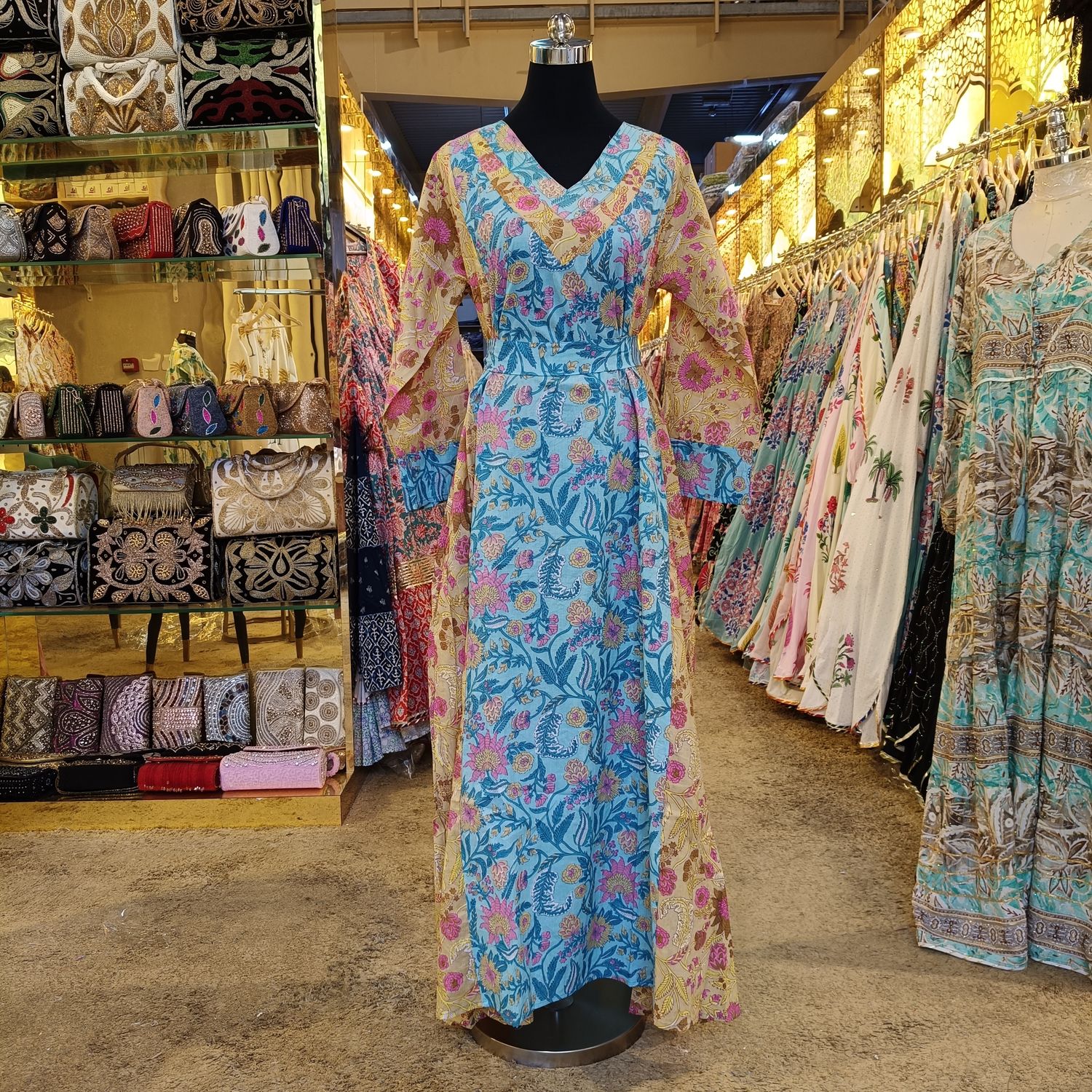 2XL-3XL Noor Printed Cotton Dress 57&quot; Long Jalabiya