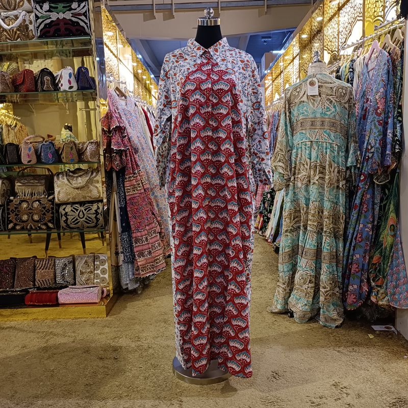 2XL/3XL Honey Printed Cotton Dress 57&quot; Jalabiya