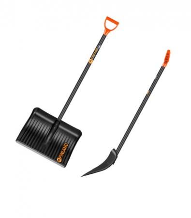 Лопата снеговая Finland (1023Ч) пластиковая с деревянным черенком 490х410 мм