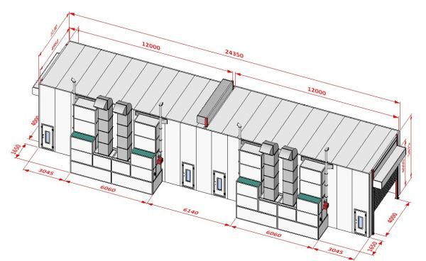 Покрасочная камера 24 х 5 х 4,9 м., 120 000 м3/ч KraftWell KRW2455-TRMG