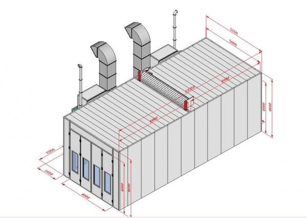 Покрасочная камера 12 х 5 х 4 м., 60 000 м3/ч KraftWell KRW1254-TMG