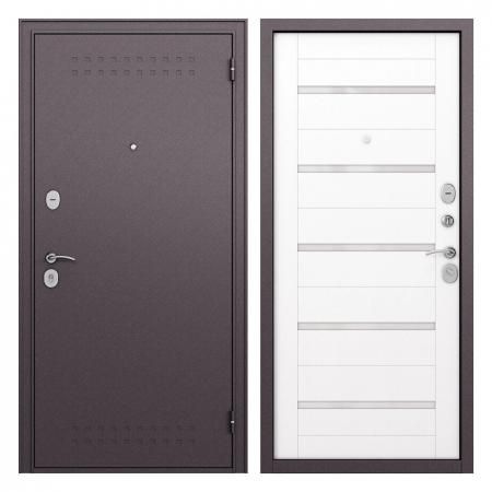 Дверь входная Buldoors Гамма правая букле шоколад - дуб белый матовый со стеклом 860х2050 мм