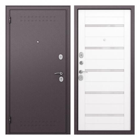 Дверь входная Buldoors Гамма левая букле шоколад - дуб белый матовый со стеклом 960х2050 мм