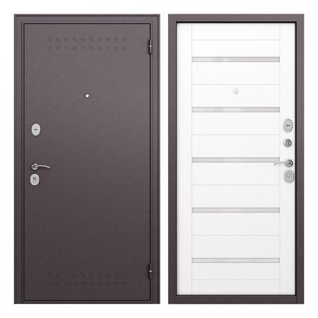 Дверь входная Buldoors Гамма правая букле шоколад - дуб белый матовый со стеклом 960х2050 мм