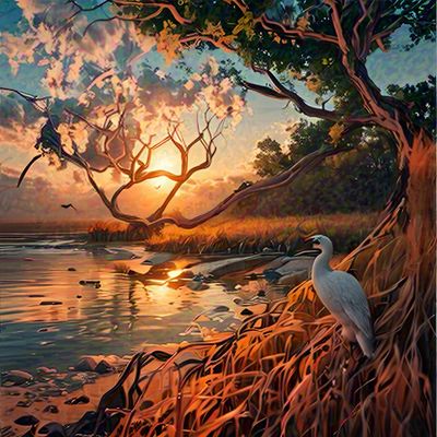 Mangrove Inlet Print II- Sunset