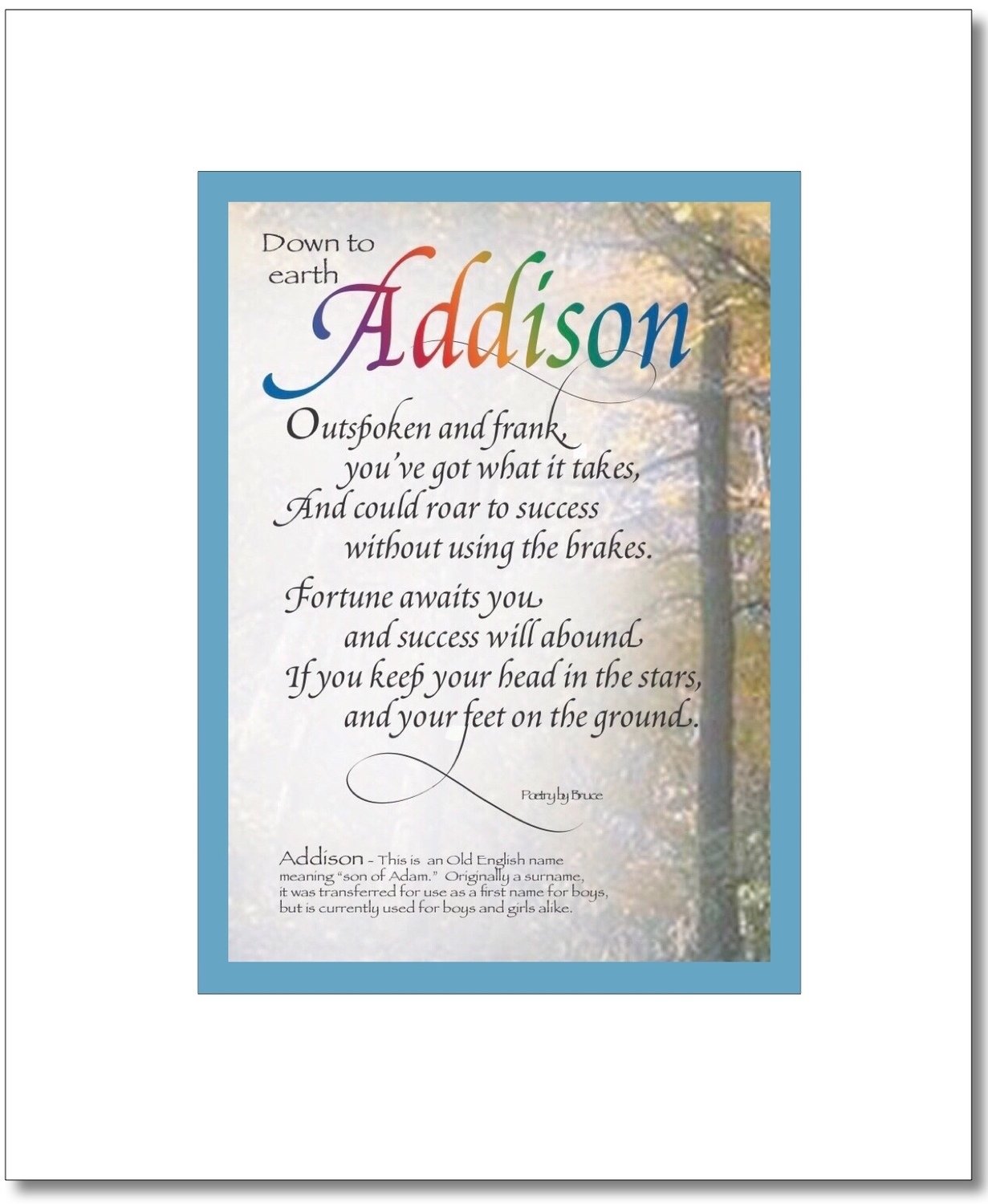 Addison (boy) (A or B), Choose A or B: Addison (A)
