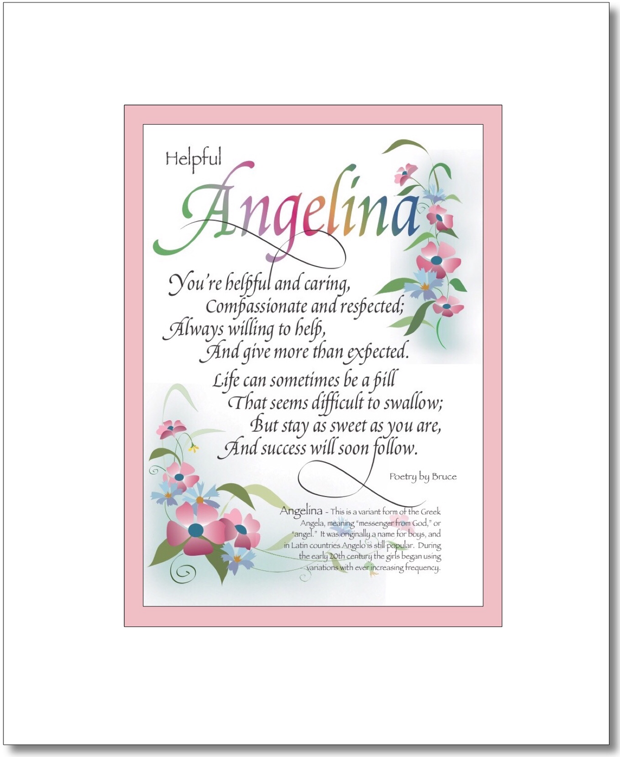 Angel - Angie Choices: Angel, Angela, Angelica, Angelina, Angelique, Angelyn, Angie