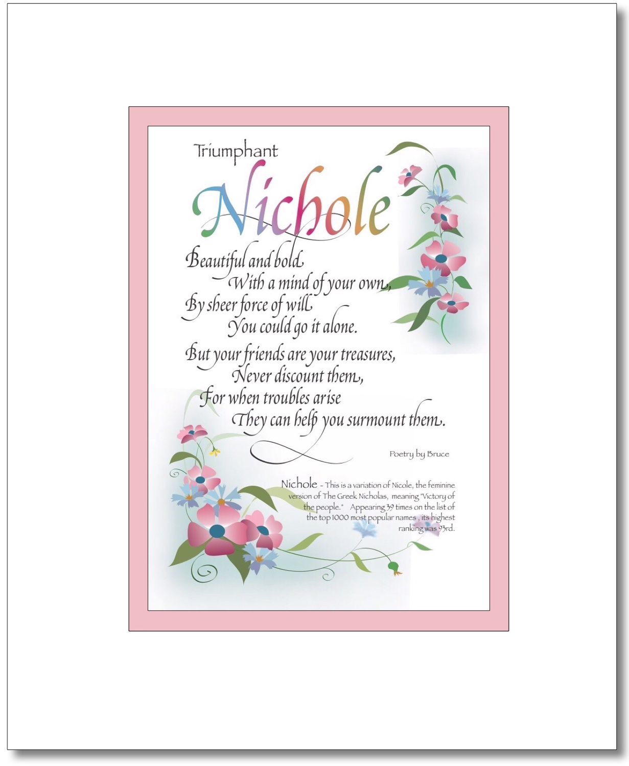 Nichole - Nicolle Choices: Nichole, Nicholette, Nicole, Nicolette, Nicolle