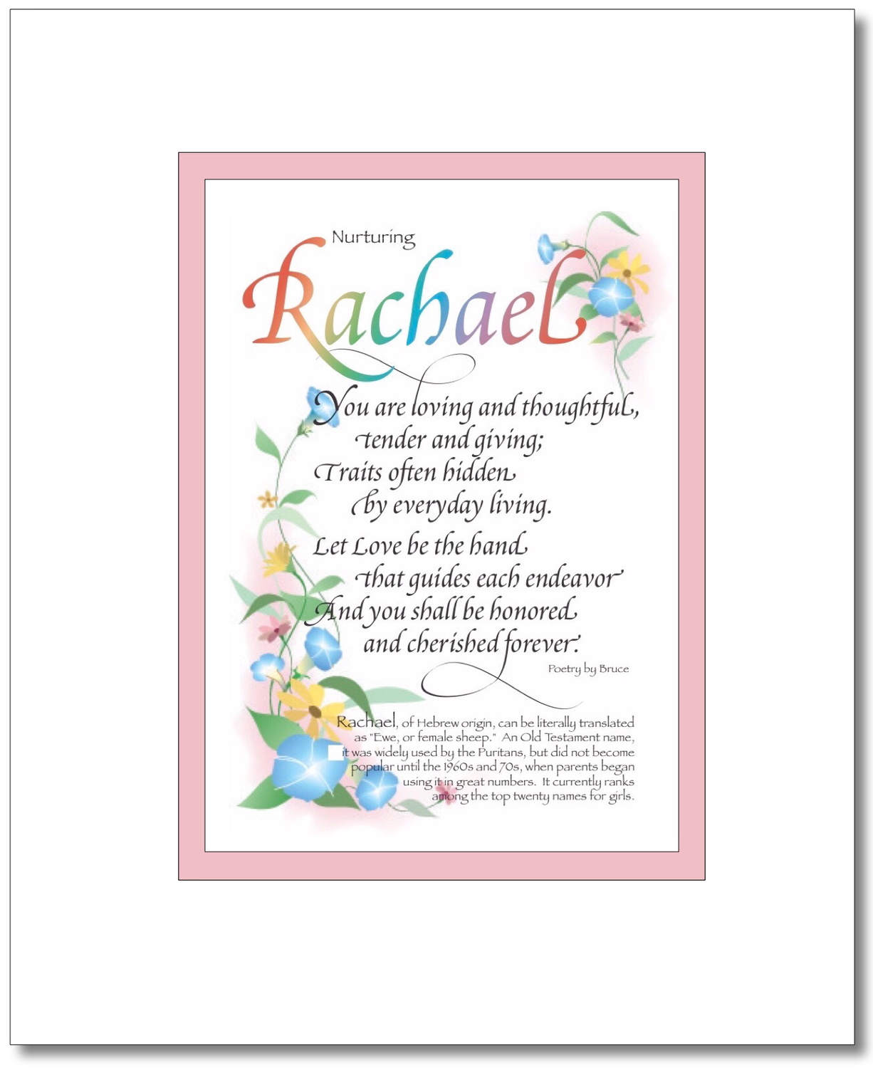 Rachael - Reychil Choices: Rachael, Racheal, Rachel, Rachele, Rachelle, Raychel, Reychel, Reychil, Find your Name here: Rachael