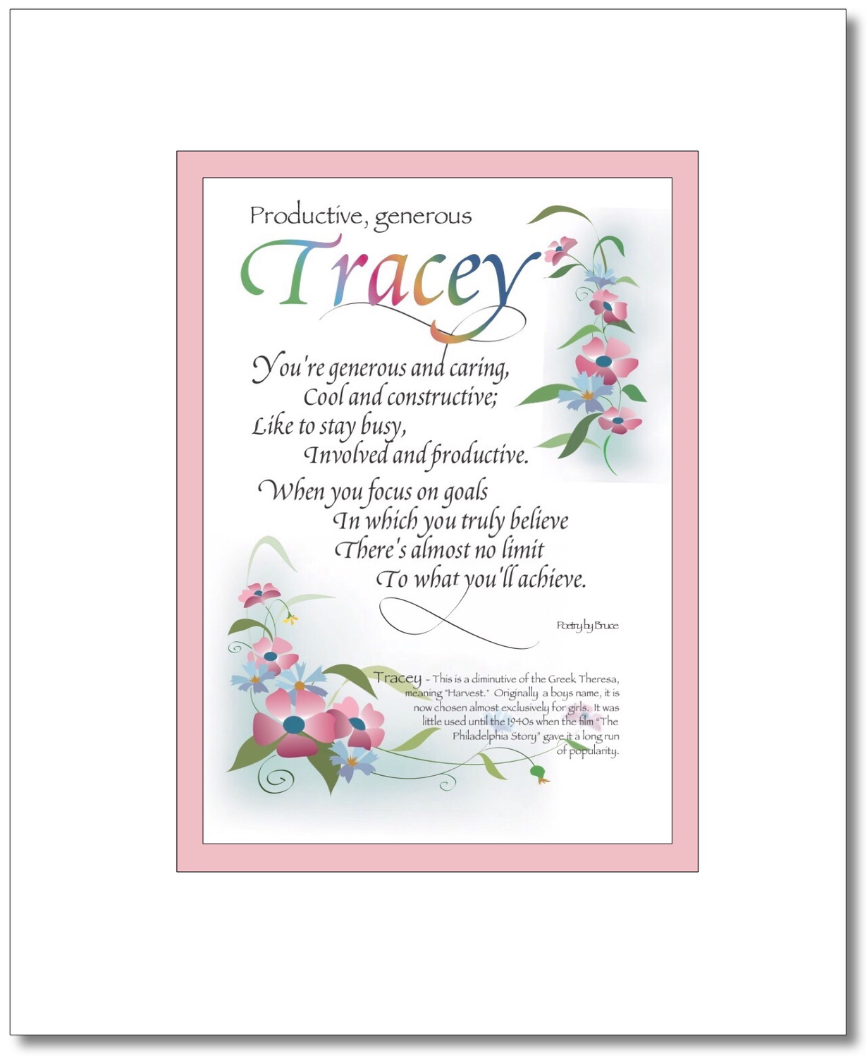Tracey - Tracy Choices: Tracey, Traci, Tracie, Tracy, Find your Name here: Tracey