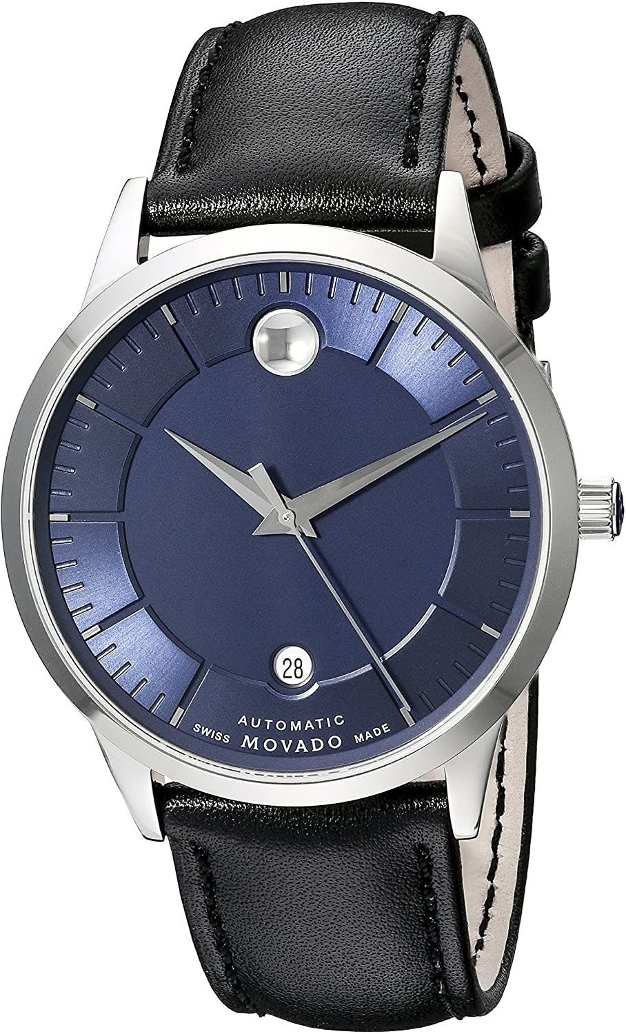 Movado Blue Face Leather Strap Mens Watch