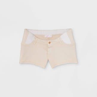 Side Panel Midi Maternity Jean Shorts - Isabel Maternity