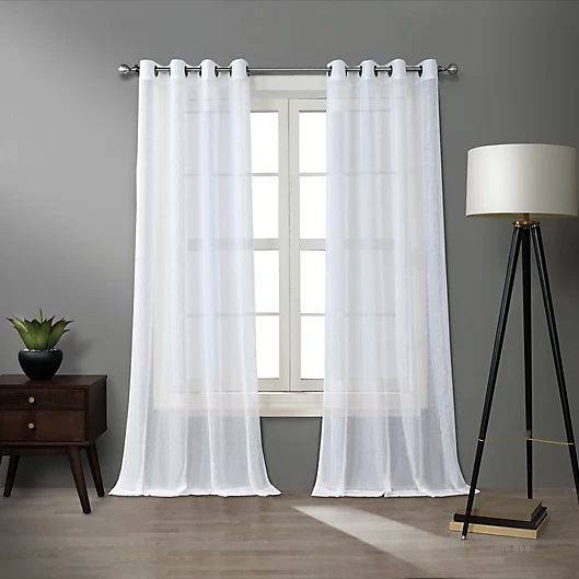 O&amp;O by Olivia &amp; Oliver | Walker Sheer Curtain Panel 95&quot; - White/Silver**