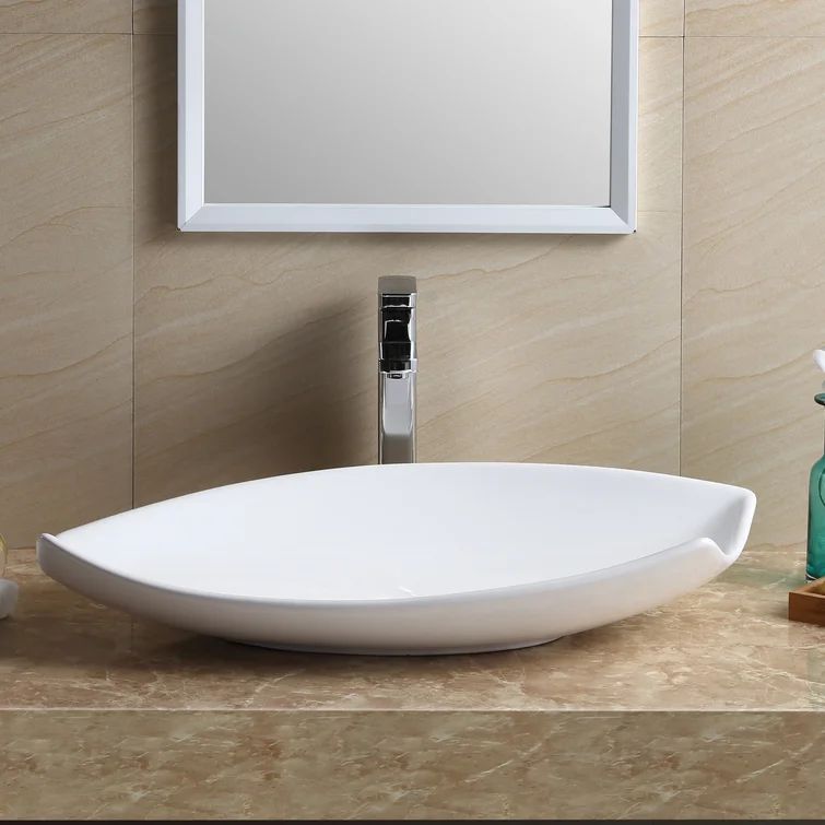 Modern Vitreous China Vessel Bathroom Sink MV2915TE  29&#39;&#39;L x 14.5&#39;&#39;W x 5&quot;H