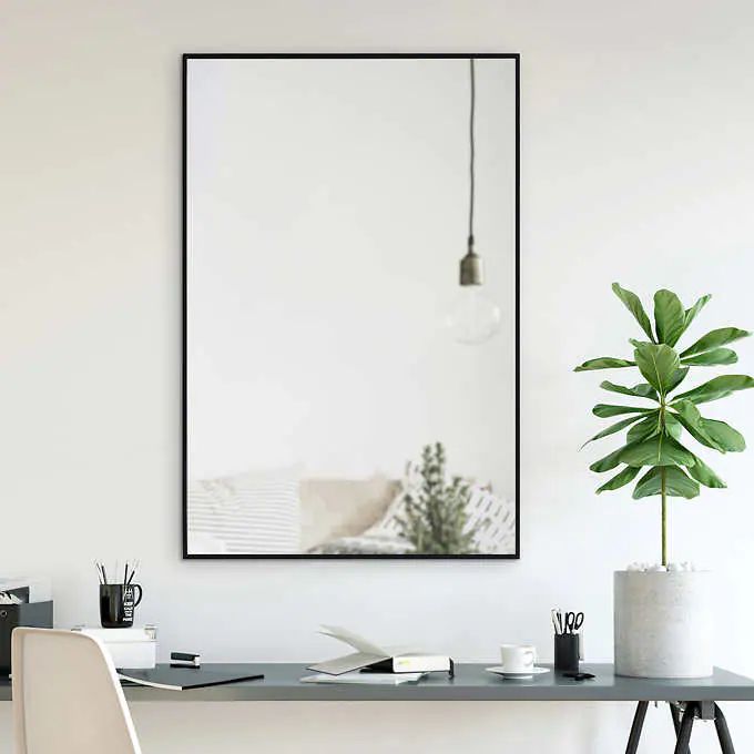 Parker Classic Rectangular Mirror with Black Iron Frame 23.5 in. × 0.5 in. × 35.5 in**