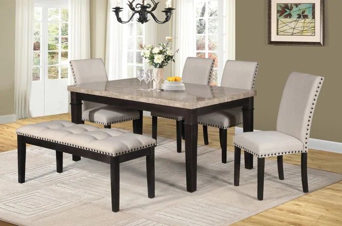 PORTIA 64&quot; DINING TABLE W. MARBLE TOP
