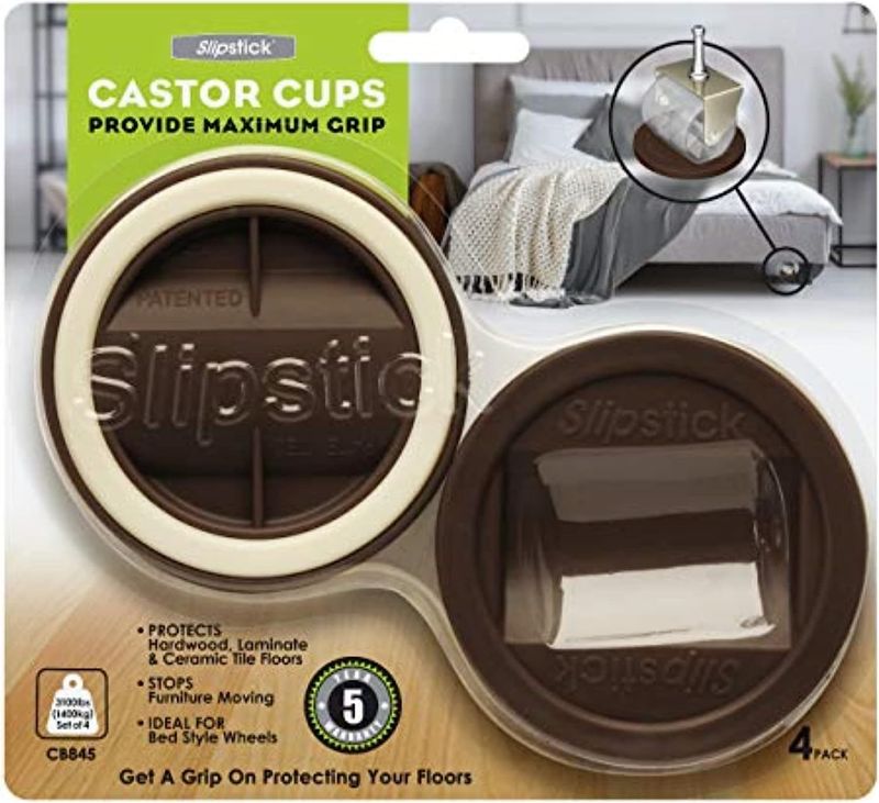 Slipstick CB845 84mm Bed Roller/Furniture Wheel Gripper Caster Cups (Set of 4)