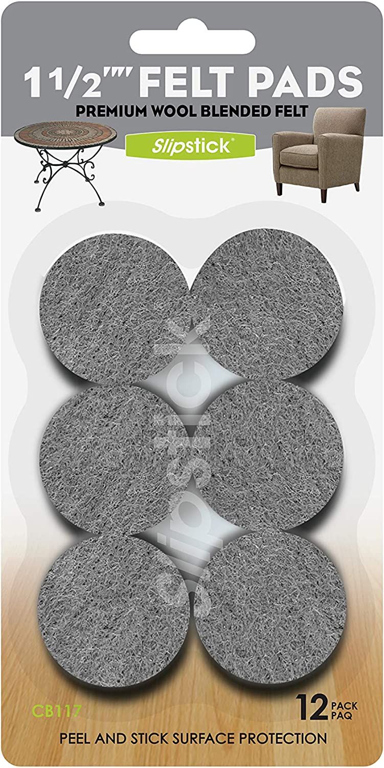 Slipstick Premium Wool Felt Furniture Pads/Chair Feet Floor Protectors (1.5 Inch Round) CB117