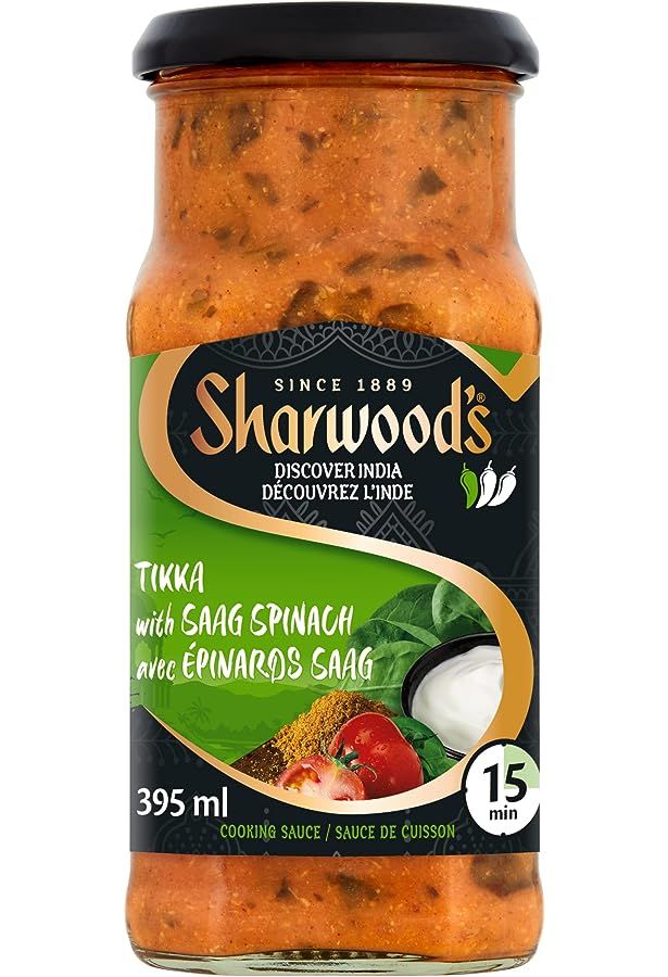 Sharwood&#39;s Tikka with Saag Spinach Cooking Sauce 395ml