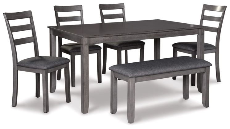 Signature Design by Ashley Bridson Dining Table and Chairs with Bench (Set of 6)