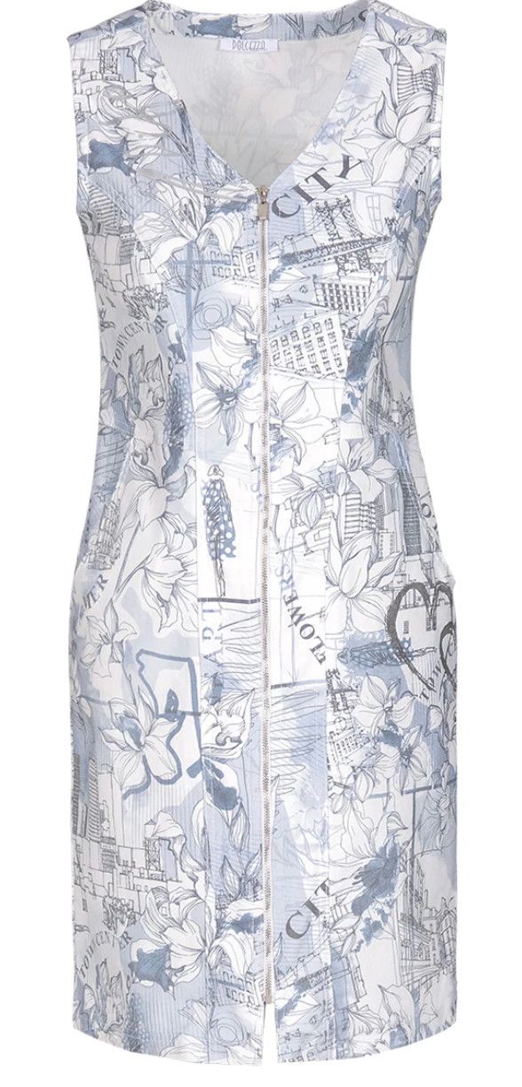 soft blue short sleeve dress with zip
