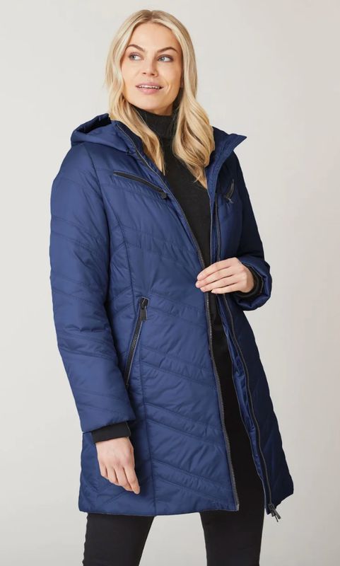 Midnight blue quilted puffer coat